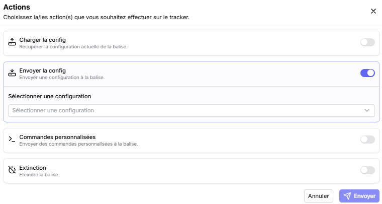 Portail de mise à jour Neyos avec sélection du firmware