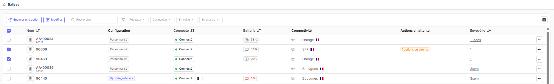 Portail de mise à jour Neyos avec sélection du firmware